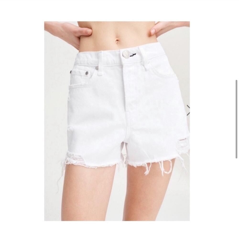 Rag & Bone Maya High Waist Denim Shorts in White. - Picture 6 of 11